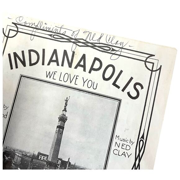 Ned Clay Signed Indianapolis We Love You Sheet Music Hoosier Capital Song - Picture 3 of 8